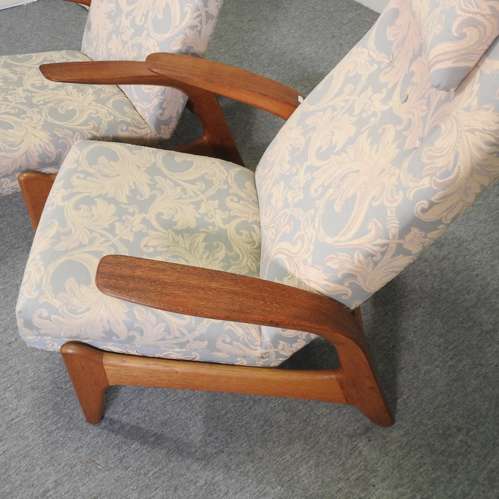 A pair of 1970's teak Gimson and Slater 'Rock n Rest' reclining armchairs, - Image 3 of 16