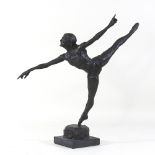 A modern bronze figure of a ballet dancer,