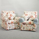 A pair of Duresta floral upholstered armchairs