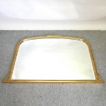 A gilt framed over mantel mirror,