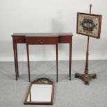 A reproduction break front side table, containing a single drawer, 99cm,