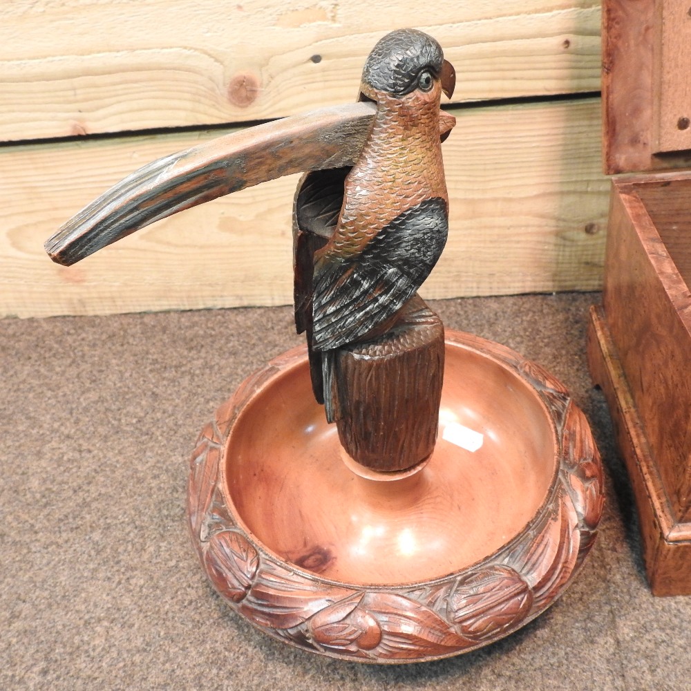 A burr walnut casket, together with a novelty nut cracker in the form of a parrot, - Image 5 of 8