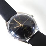 A 1960's Atlantic Worldmaster gentleman's wristwatch, having a signed black dial,