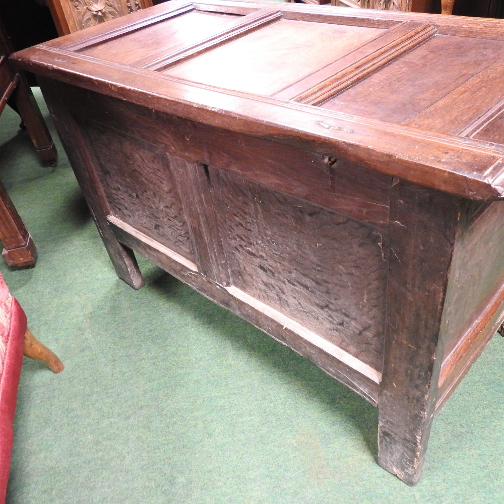 An 18th century and later carved oak coffer, - Image 8 of 15