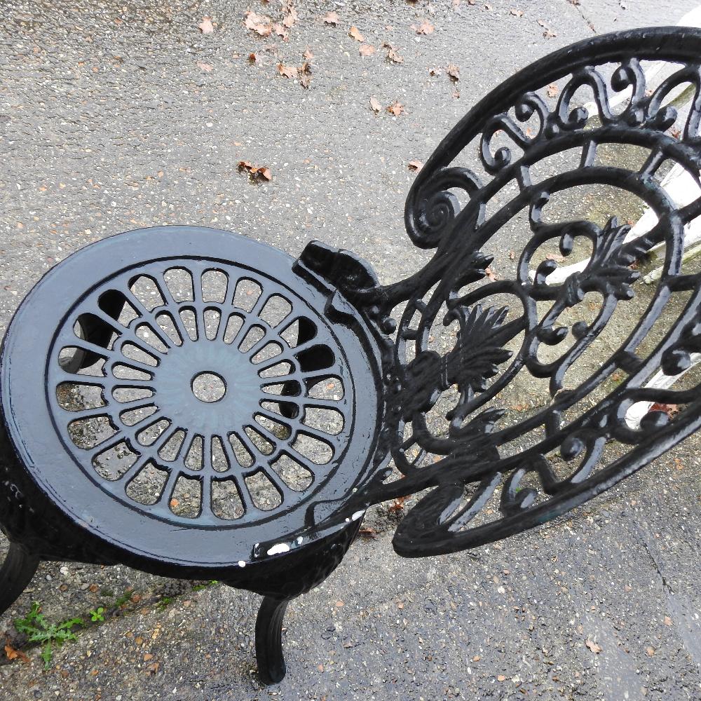 A black painted garden bench, 102cm, together with a pair of chairs, - Image 5 of 8