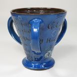 A Brannam Barum blue glazed pottery tyg,