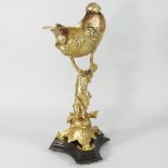 An Art Nouveau style gilt metal figural centrepiece,
