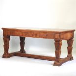 A 19th century continental walnut parquetry desk,