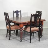 A Victorian mahogany pull-out extending dining table, with an additional leaf, 122 x 120cm overall,