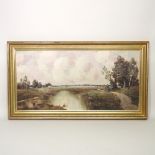 J Hohenberger, an extensive panoramic Flemish landscape, signed, oil on canvas,