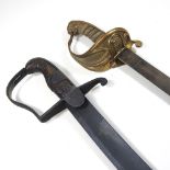 A 19th century Naval officer's sword, having a curved steel blade and bound fishskin grip,
