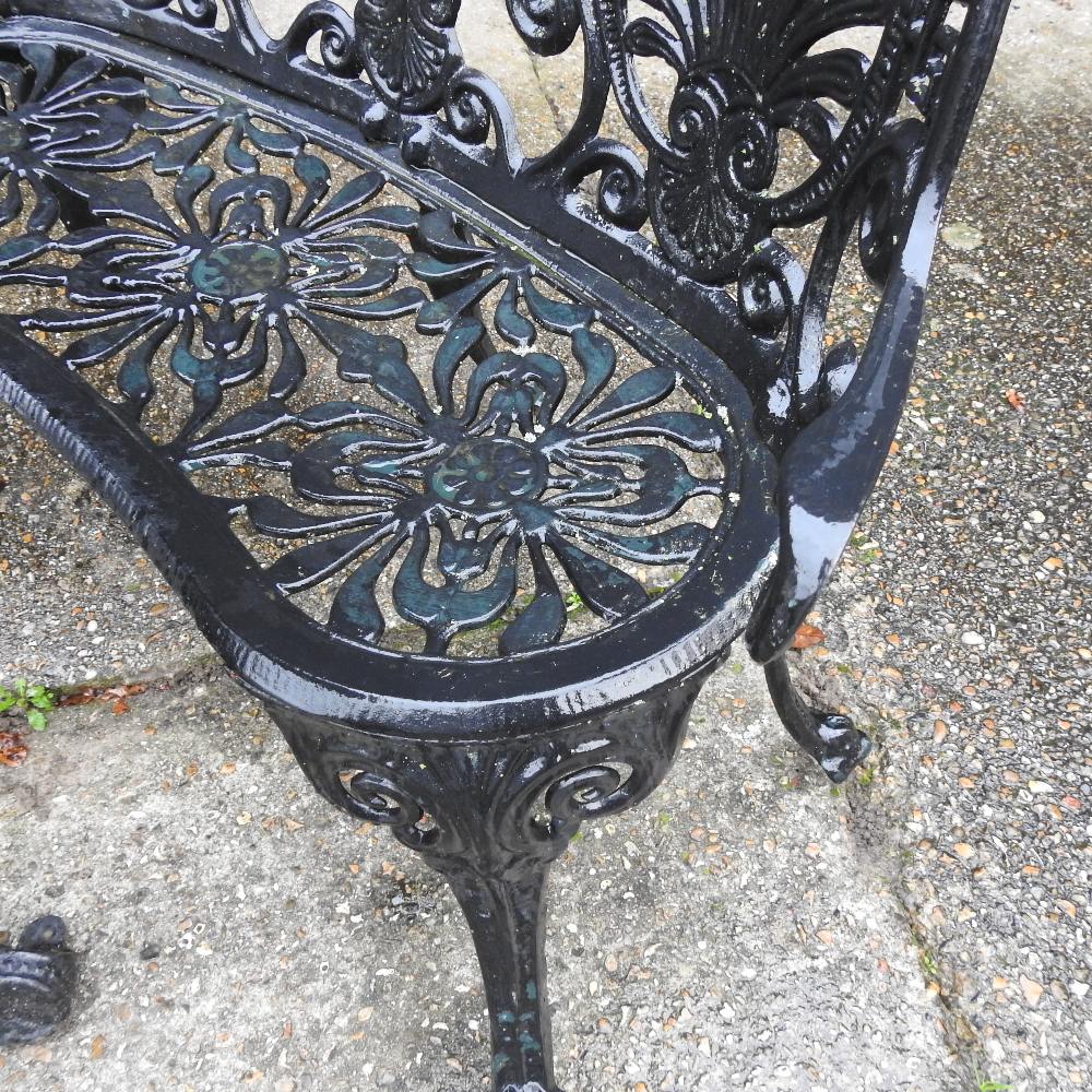 A black painted garden bench, 102cm, together with a pair of chairs, - Image 2 of 8