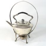 A silver plated kettle, on stand, by Mappin and Webb,