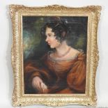 English School, early 19th century, a half length portrait of a lady, oil on canvas,