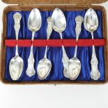 A collection of six silver Queens pattern teaspoons, by Glasgow makers, 107g gross,