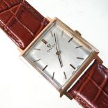 A 1970's Omega gentleman's gold plated cased wristwatch, with a square dial and baton hours,