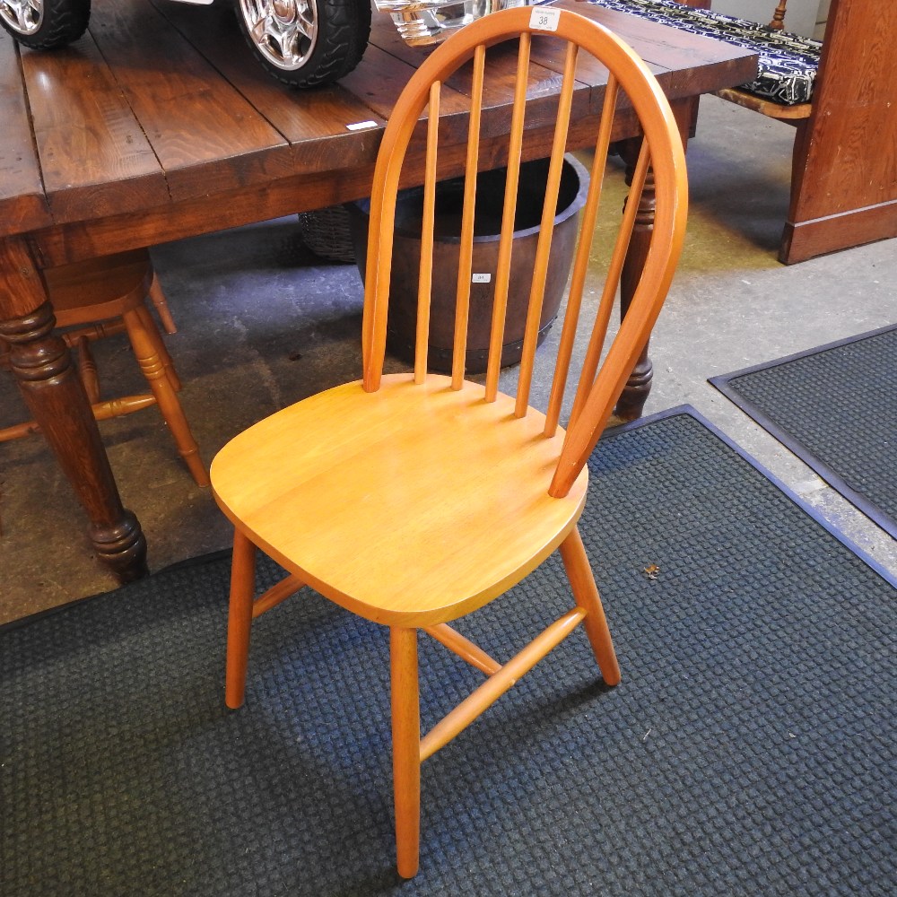 A large stained pine dining table, with a plank top, 337 x 124cm, - Image 3 of 5