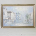 French School, 20th century, a Parisian street scene, oil on canvas,