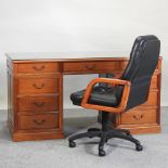 A 20th century Chinese rosewood twin pedestal desk, 150cm,