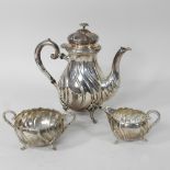 An early 20th century Danish silver three piece coffee service,