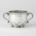 An early 20th century silver twin handled cup, London 1918,