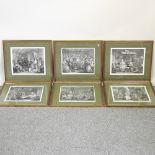 After William Hogarth, a set of six engravings, interior scenes,