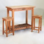 A Laura Ashley oak block breakfast bar, 100cm,