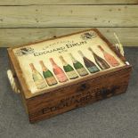 A decorative wooden champagne box,