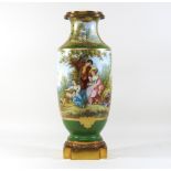 A 20th century Sevres style hand painted gilt metal mounted vase,