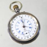 A Victorian silver cased pocket watch, with a twenty-four hour dial, London 1884,