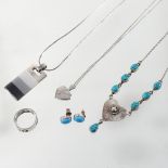 A collection of silver ladies jewellery, to include a ring,