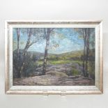 Maximilien-Nicolas Bouvet, 1854-1943, landscape with silver birches, signed, oil on canvas,