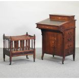 A Victorian rosewood and inlaid davenport, 56cm,