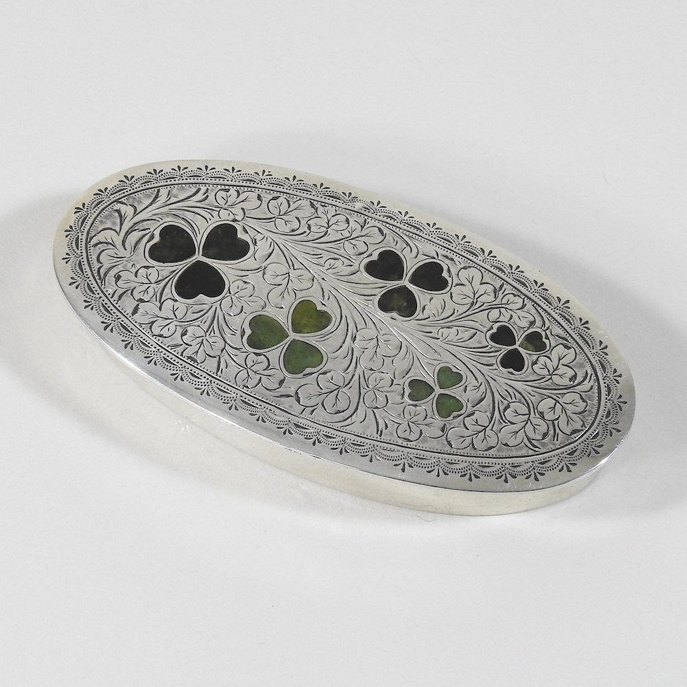 An Edwardian silver and enamelled snuff box, of oval shape,