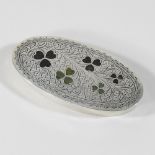 An Edwardian silver and enamelled snuff box, of oval shape,