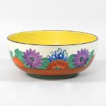 A Clarice Cliff bowl, decorated in the Gayday pattern, Fantasque Bizarre printed marks to base,