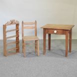 An antique pine side table, 62cm,