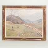 Ludwig Von Andok, 1890-1981, landscape with silver birch, signed, oil on canvas,