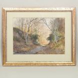 Henry John Sylvester Stannard RBA FRSA, 1870-1951, a country lane, signed, watercolour,