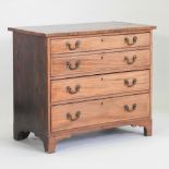 A George III and later mahogany chest of drawers, on bracket feet,