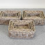 A set of three graduated wicker baskets, largest 50cm,