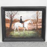 J Whitmore, early 20th century, a lady riding side saddle on a grey hunter, signed, oil on canvas,