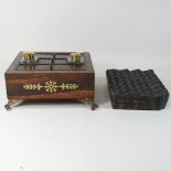 A Regency rosewood and cut brass desk stand, 27cm,