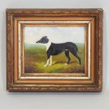 Henry Percy, a greyhound in a landscape, signed, oil on board,
