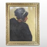 English School, early 20th century, a head and shoulders portrait of a young lady in profile,