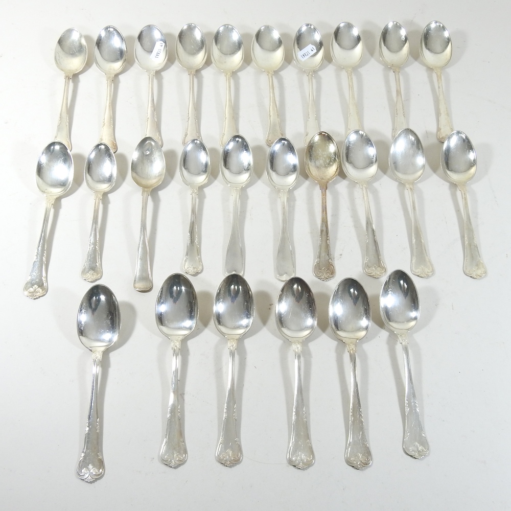 A set of twenty-one Danish silver table spoons, each marked COHR, 18cm long,