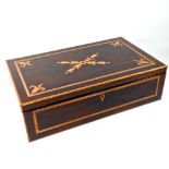 A large satinwood marquetry writing slope, with a fitted interior,