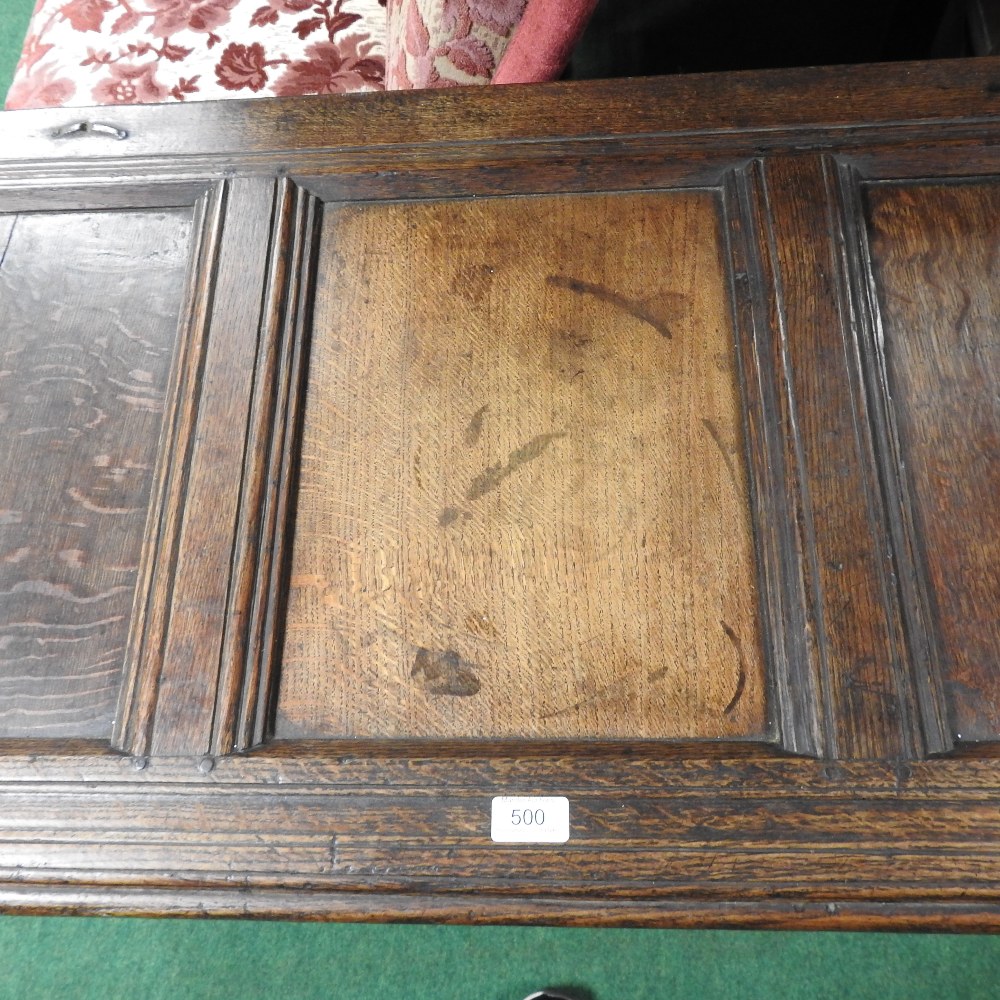 An 18th century and later carved oak coffer, - Image 9 of 15