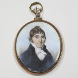 English school, 18th century, portrait miniature of a gentleman, oil on ivory, oval, 7.