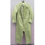 WW2 British ATS Overalls green denim, full suit. Single breasted front. Small, high collar. Left